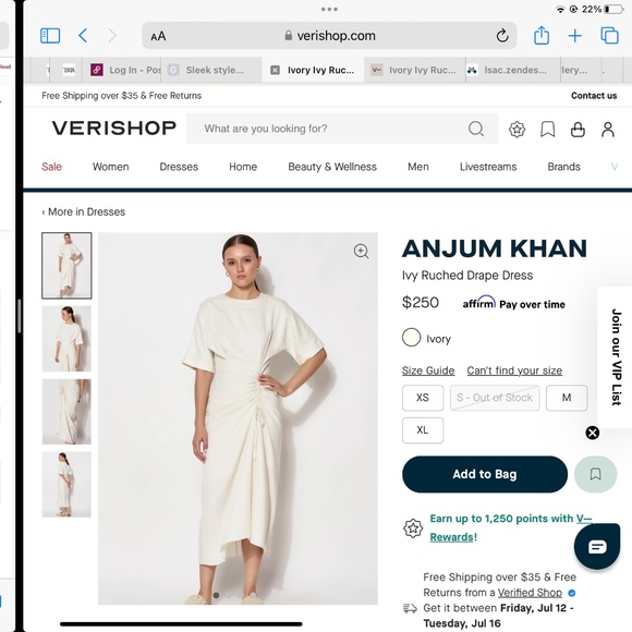 ANJUM KHAN Ivy Ruched Drape Dress Midi - Picture 2 of 5